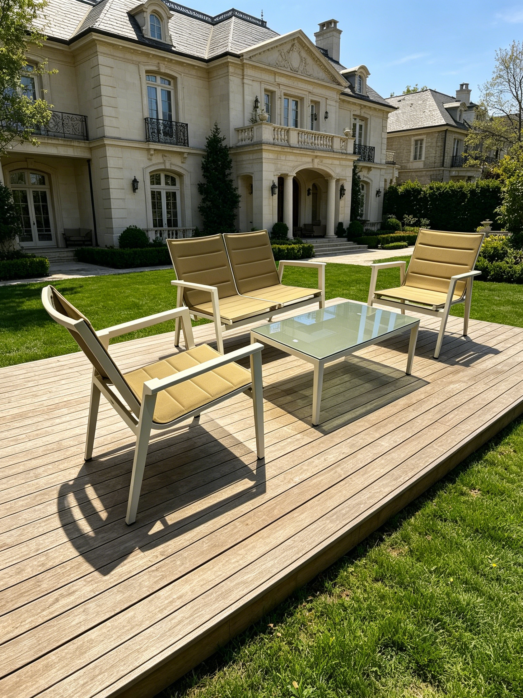 AERO Outdoor Sofa Set with Glass Coffee Table
