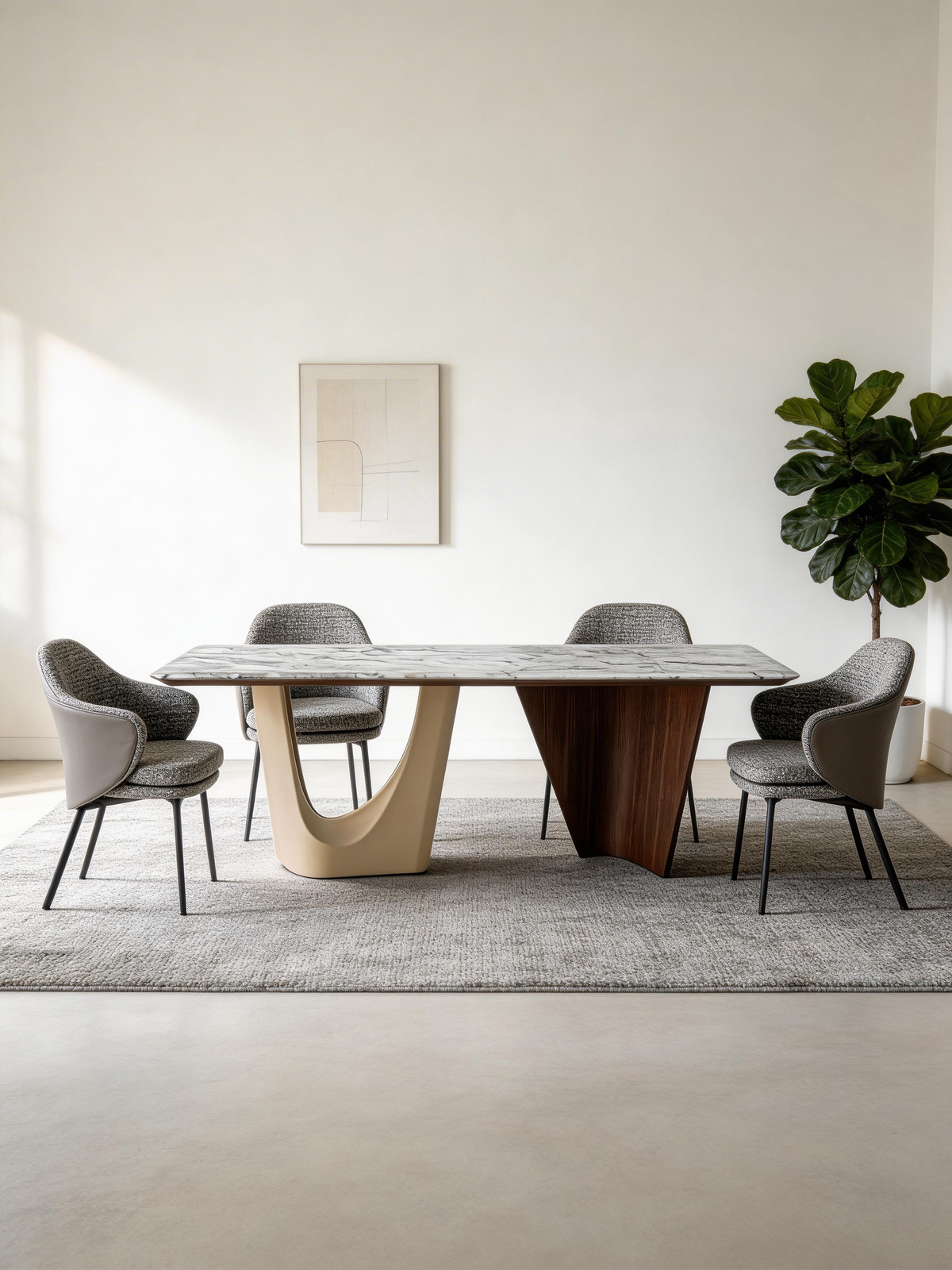 VALEN Blue Crystal Marble Dining Table