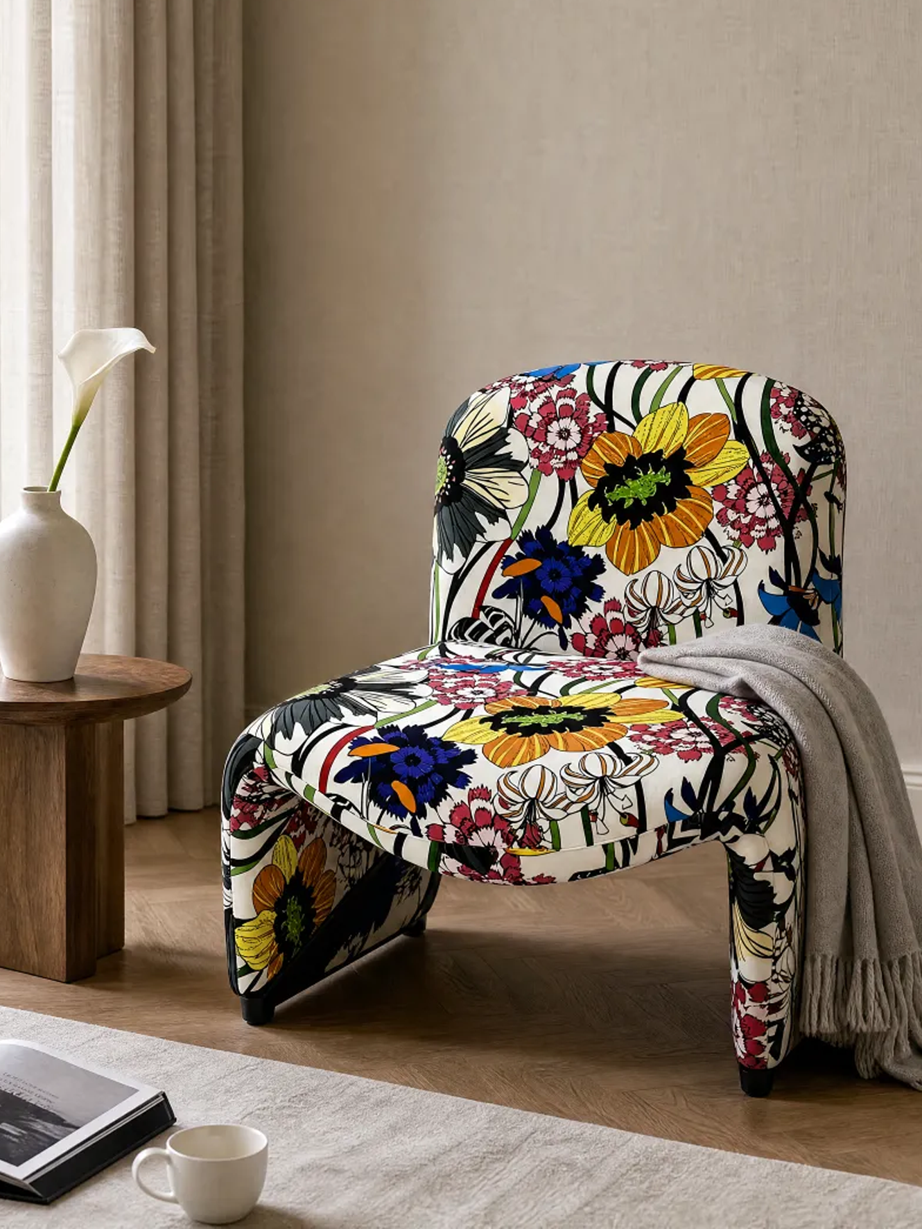 FIORE Floral Slipper Lounge Chair