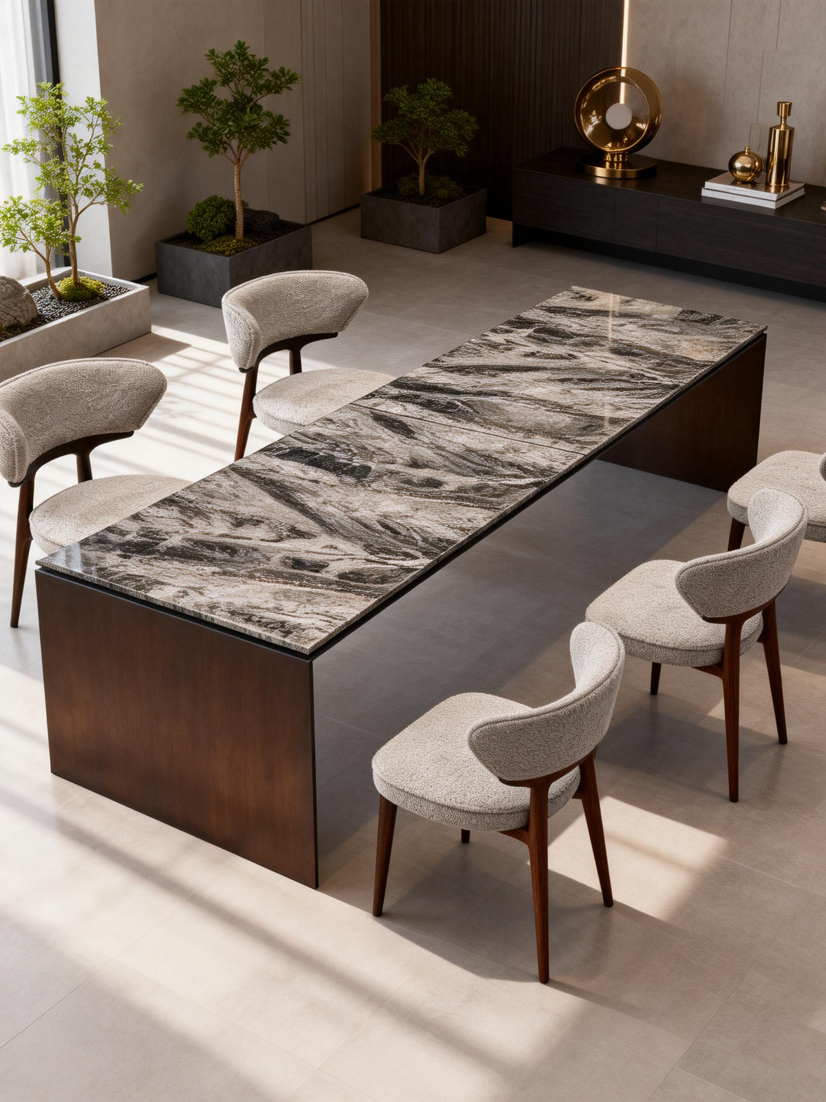 VENETO Venetian Brown Marble Dining Table