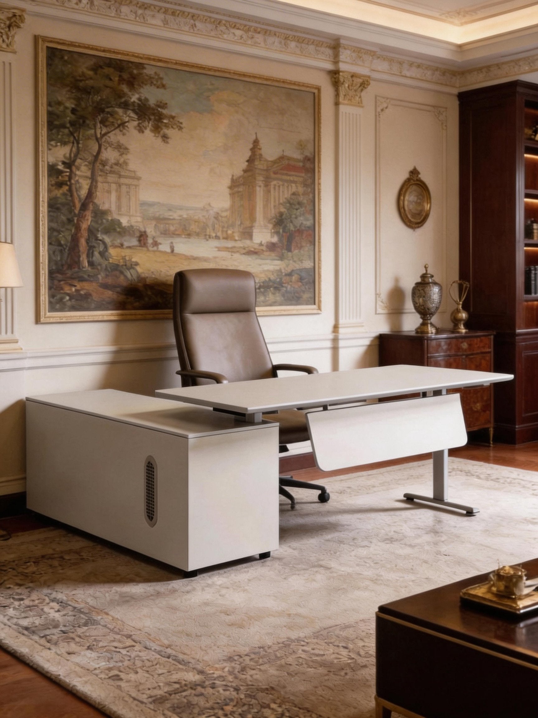 Stance L Height Adjustable Electric Standing Desk with Integrated Pedestal
