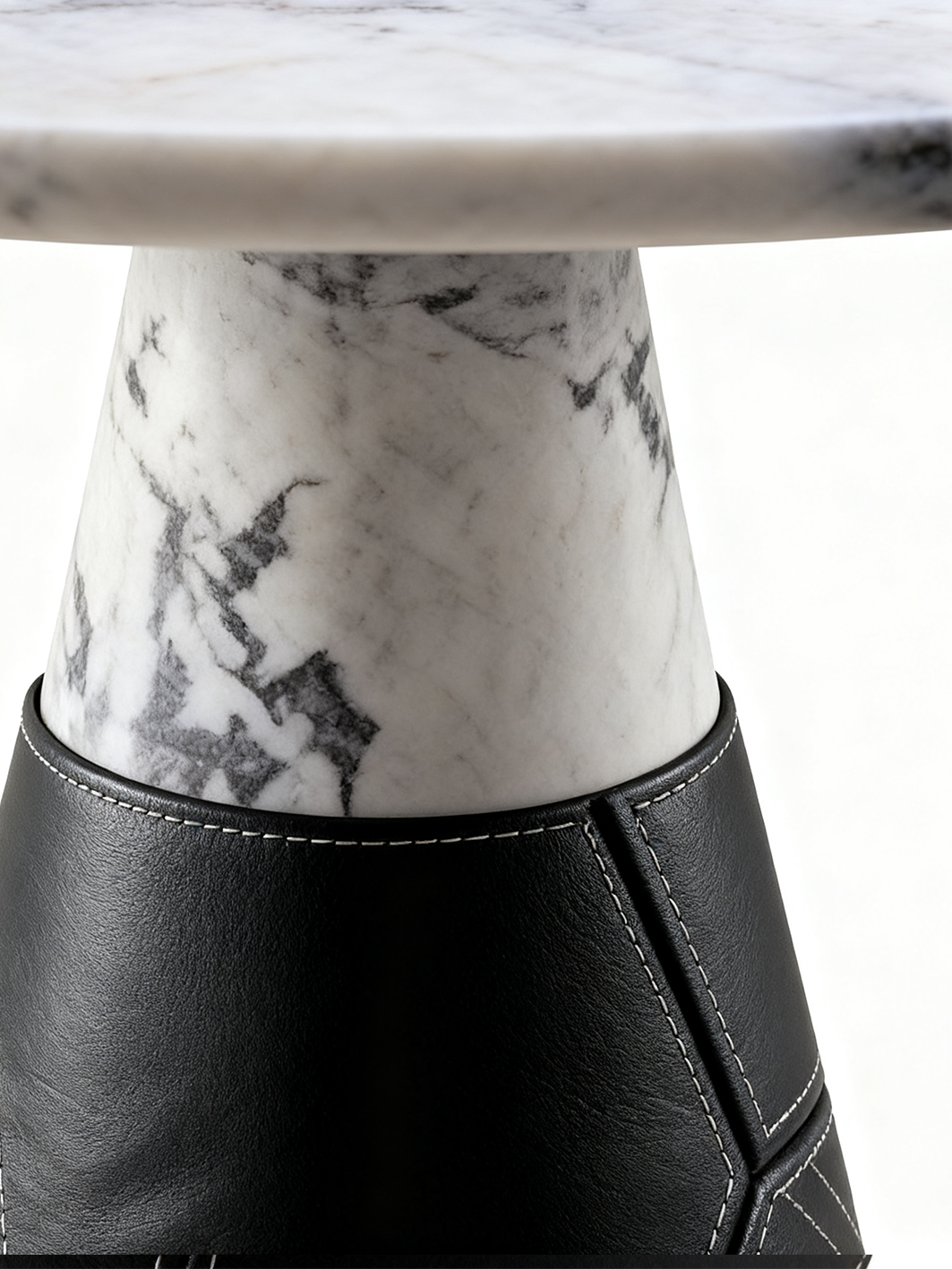 Selene Marble & Saddle Leather Round Dining Table