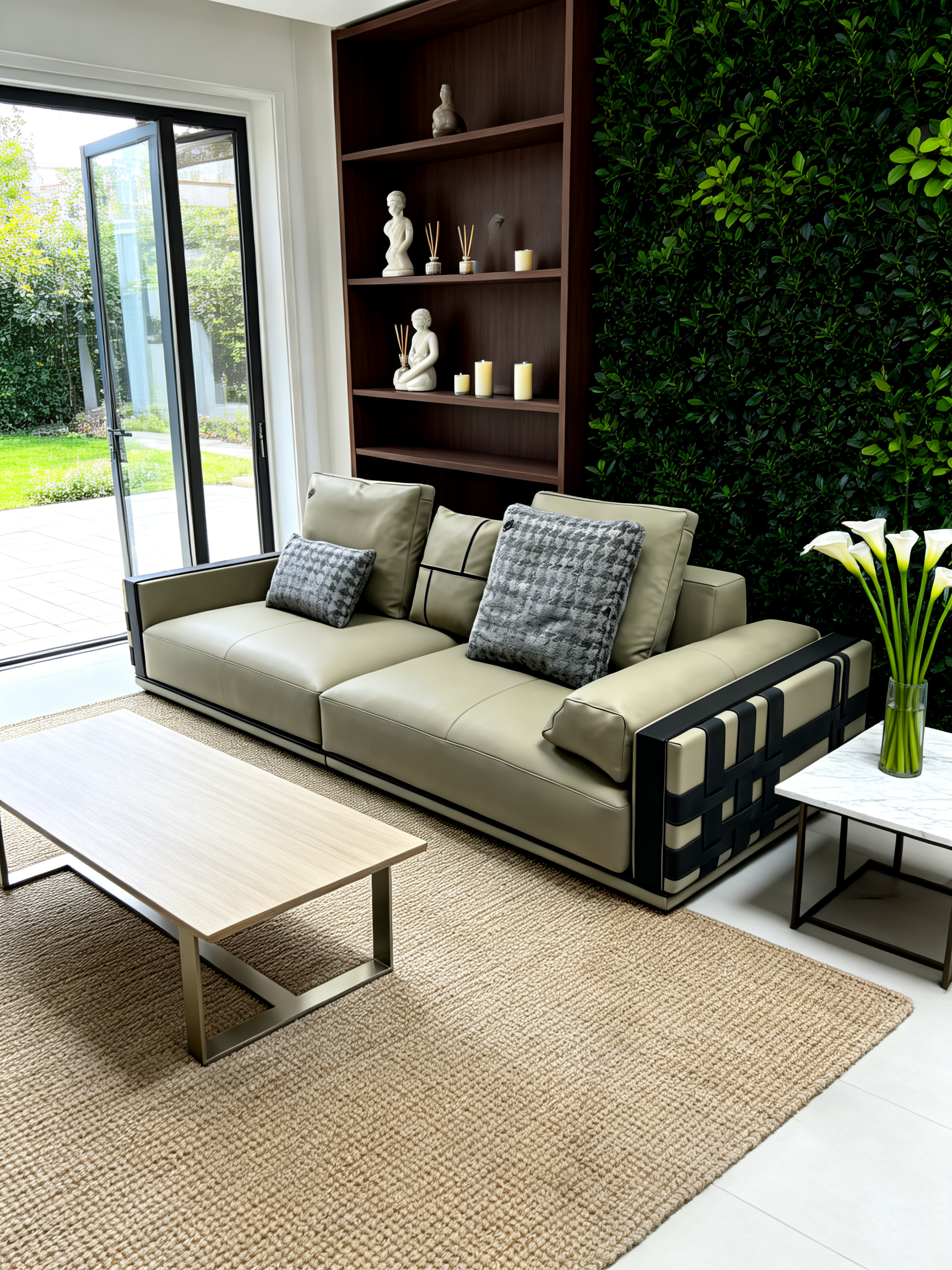 VALENZA Full-Grain Leather 4-Seater Sofa with Woven Saddle Leather Arms
