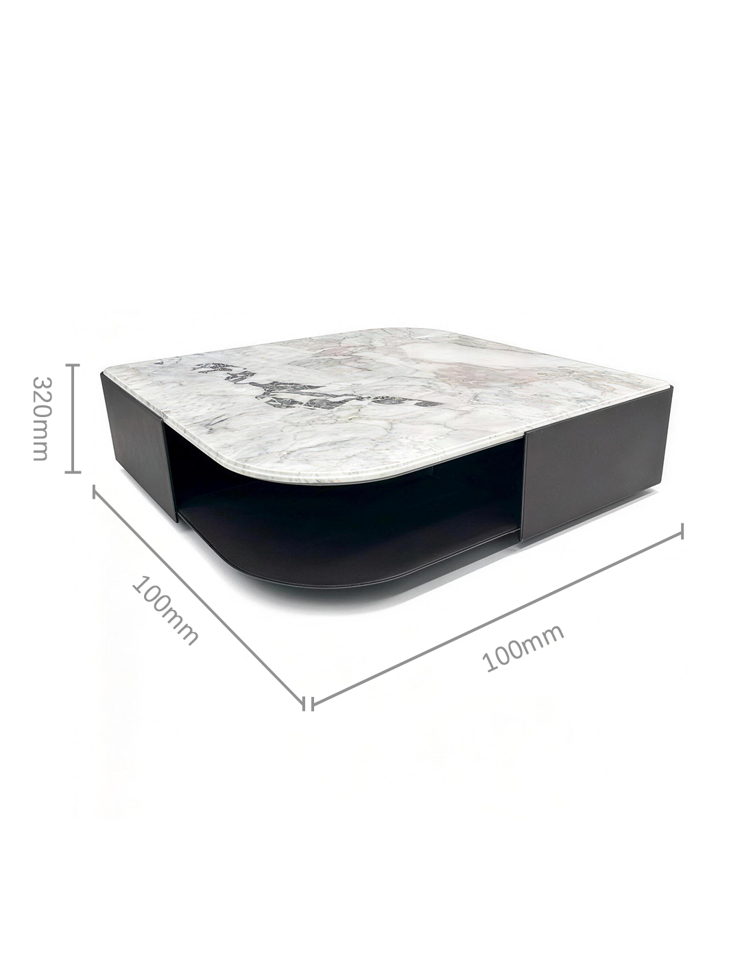Veyra Contemporary Marble Coffee Table with Leather Base
