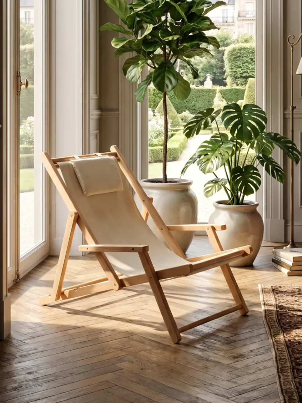 COSTA Folding Sling Chair with Arms & Headrest Cushion