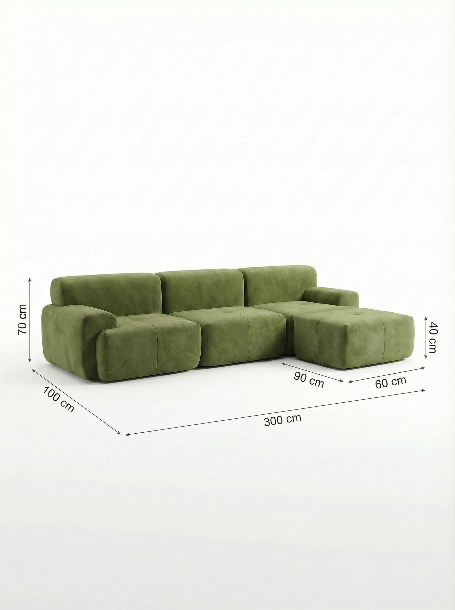 MOSS 4-Seater Modular Sectional Sofa with Ottoman