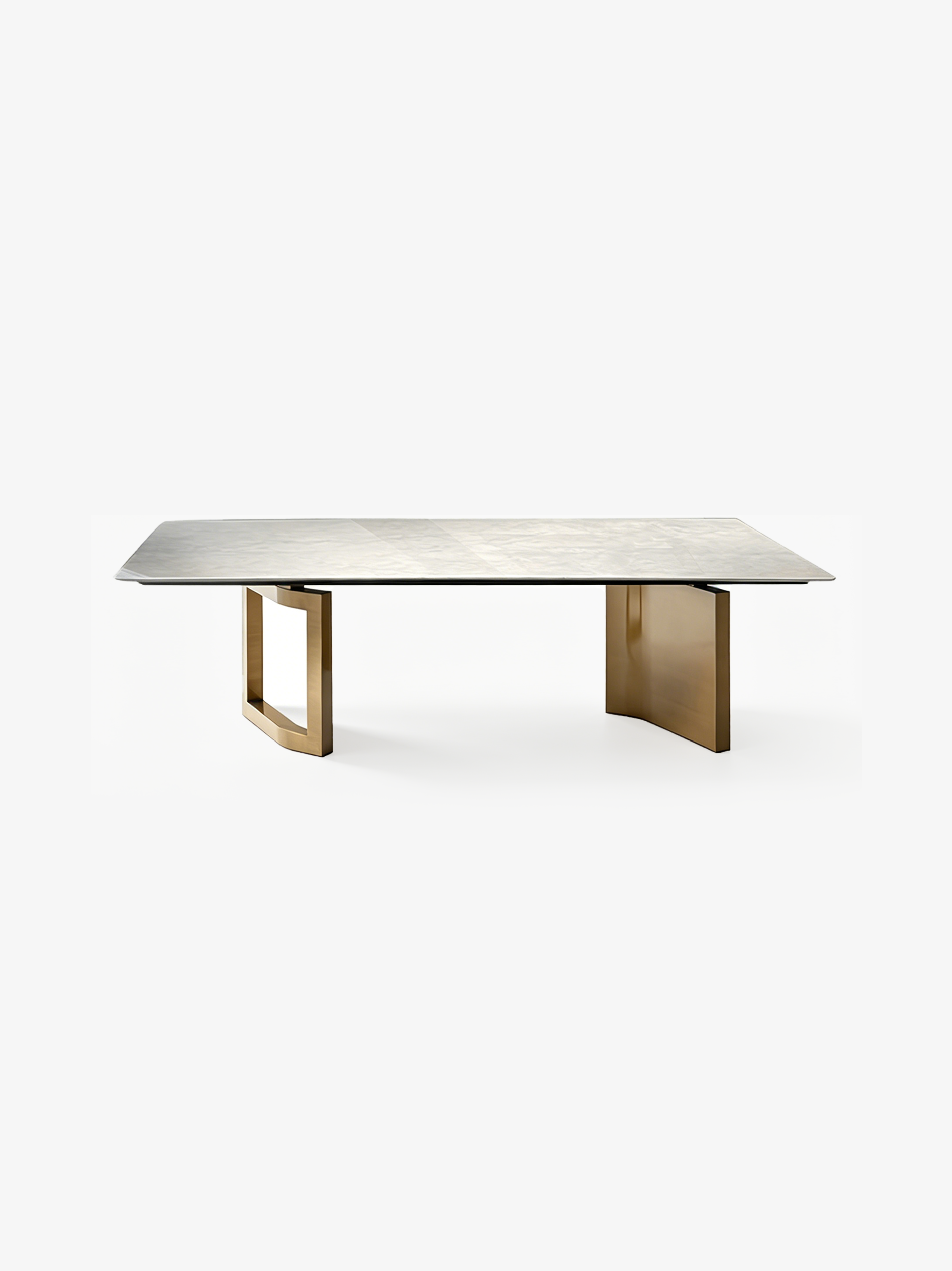 NARSI Natural Marble Dining Table with Fingerprint-Resistant Stainless Steel Leg