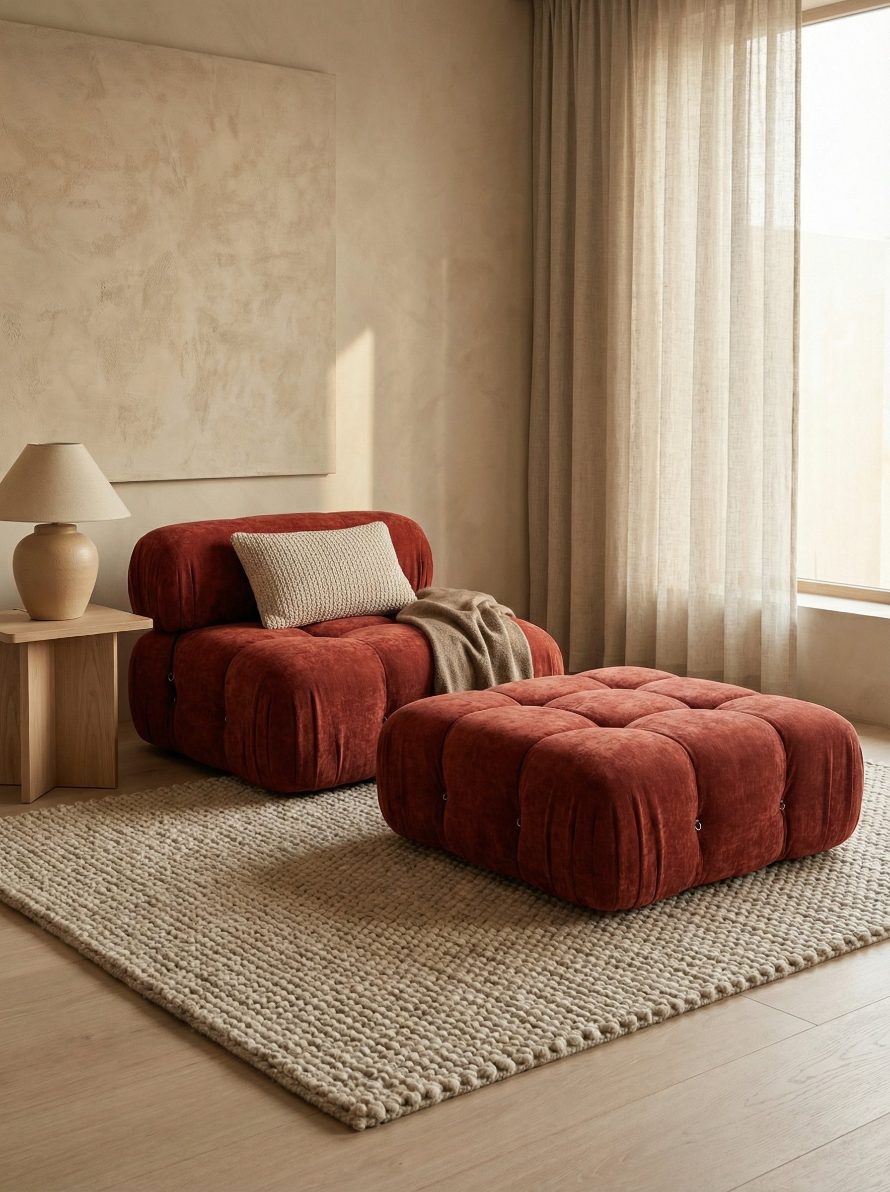 NIDO Terracotta Tufted Ottoman