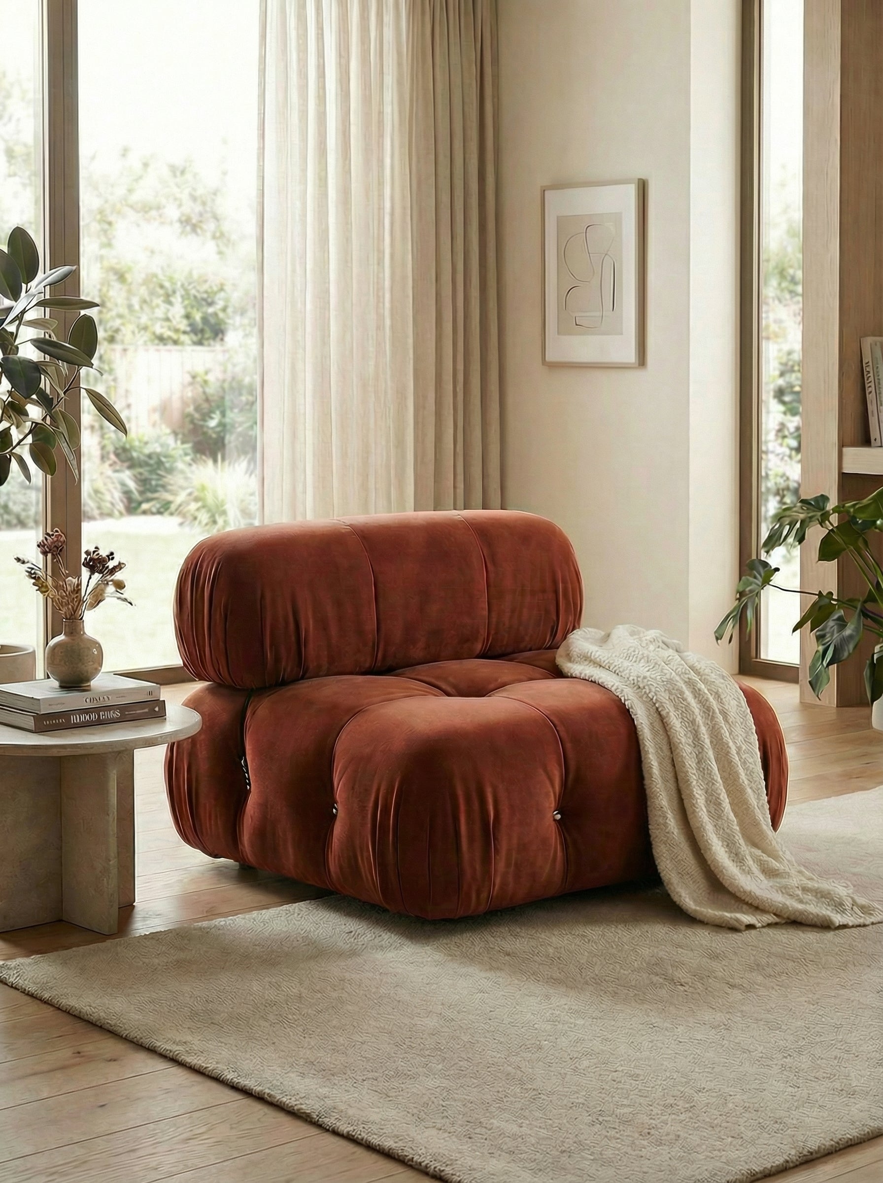 NIDO Terracotta Tufted Lounge Chair