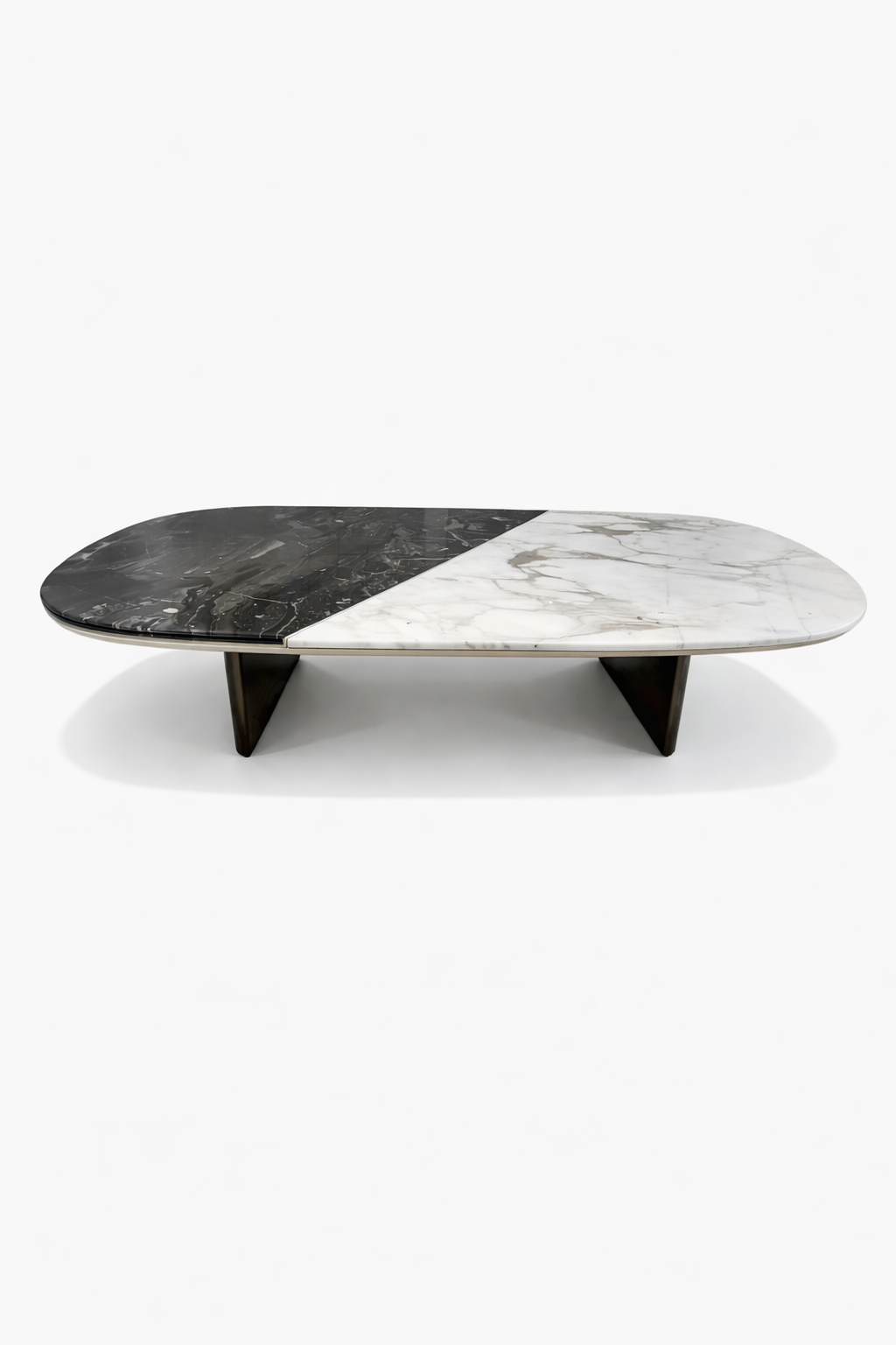 LUNA Dual-Tone Marble & Saddle Leather Coffee Table