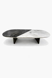 LUNA Dual-Tone Marble & Saddle Leather Coffee Table