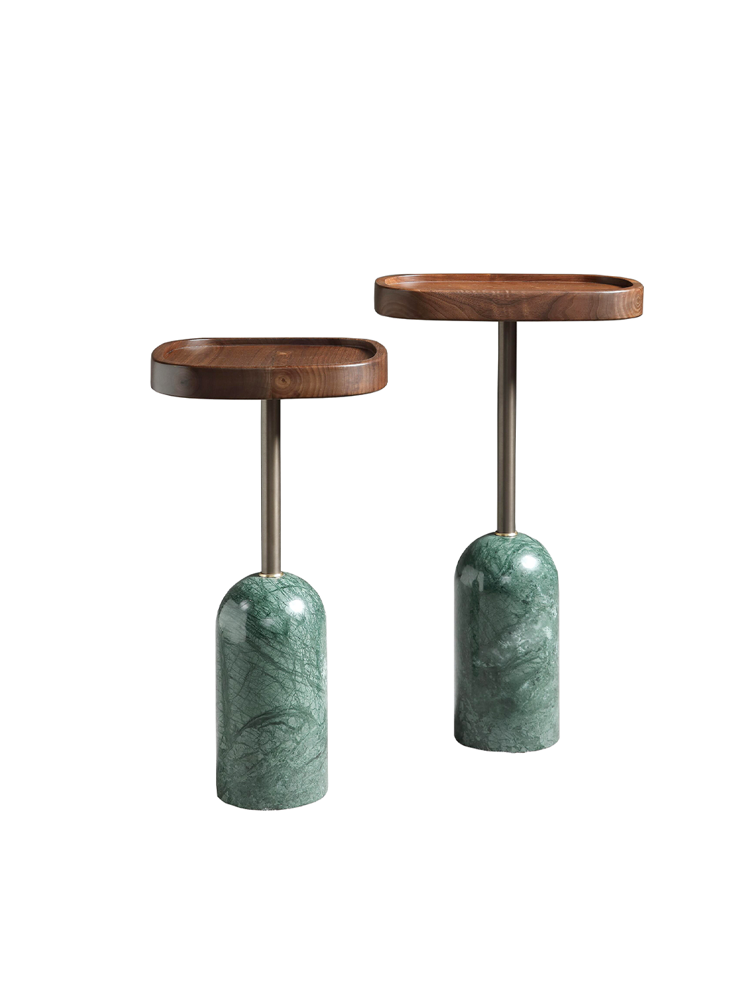 KORE Solid Black Walnut Nest of 3 Side Tables with Marble Bases