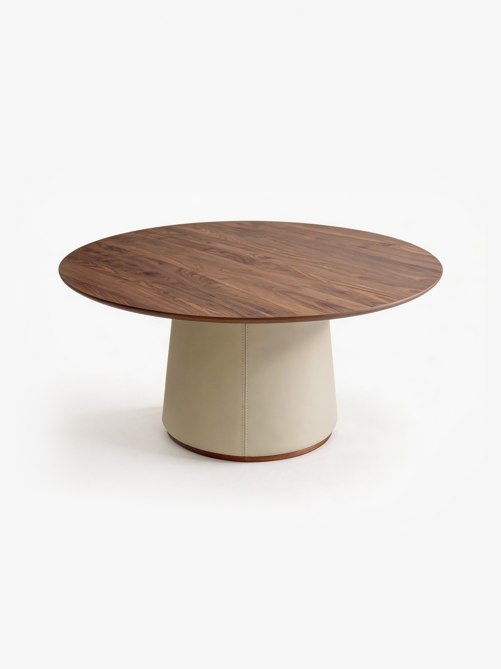 OVA Walnut Round Dining Table with Removable Marble Lazy Susan