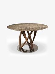 CATENA Walnut & Natural Marble Round Dining Table