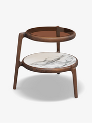 FORMA Solid Black Walnut 2-Tier Side Table