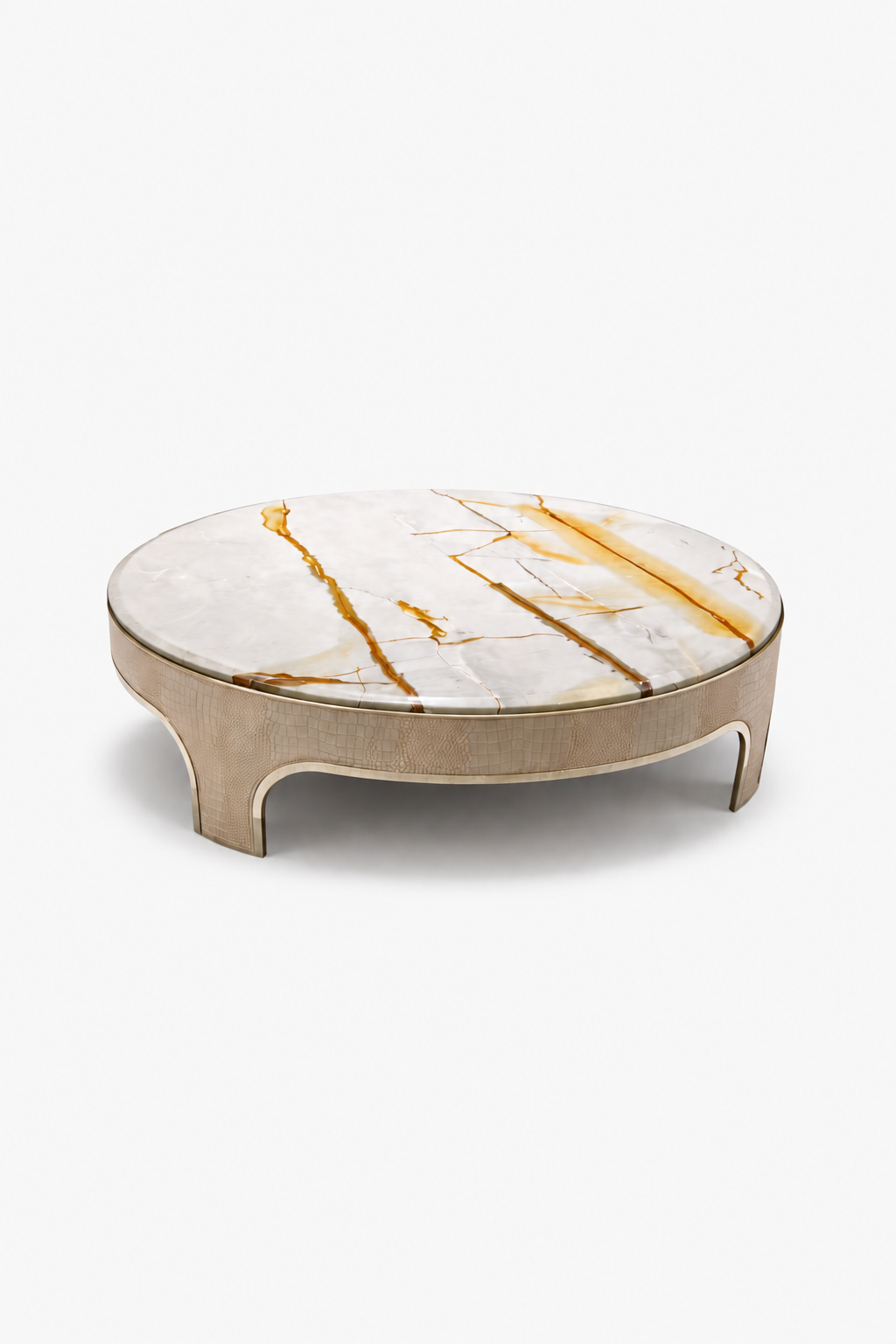 Veil Marble Coffee Table Set of 2 with Saddle Leather Base