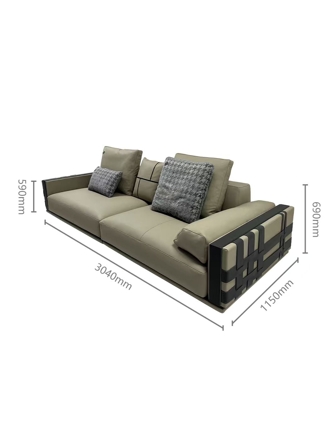 VALENZA Full-Grain Leather 4-Seater Sofa with Woven Saddle Leather Arms