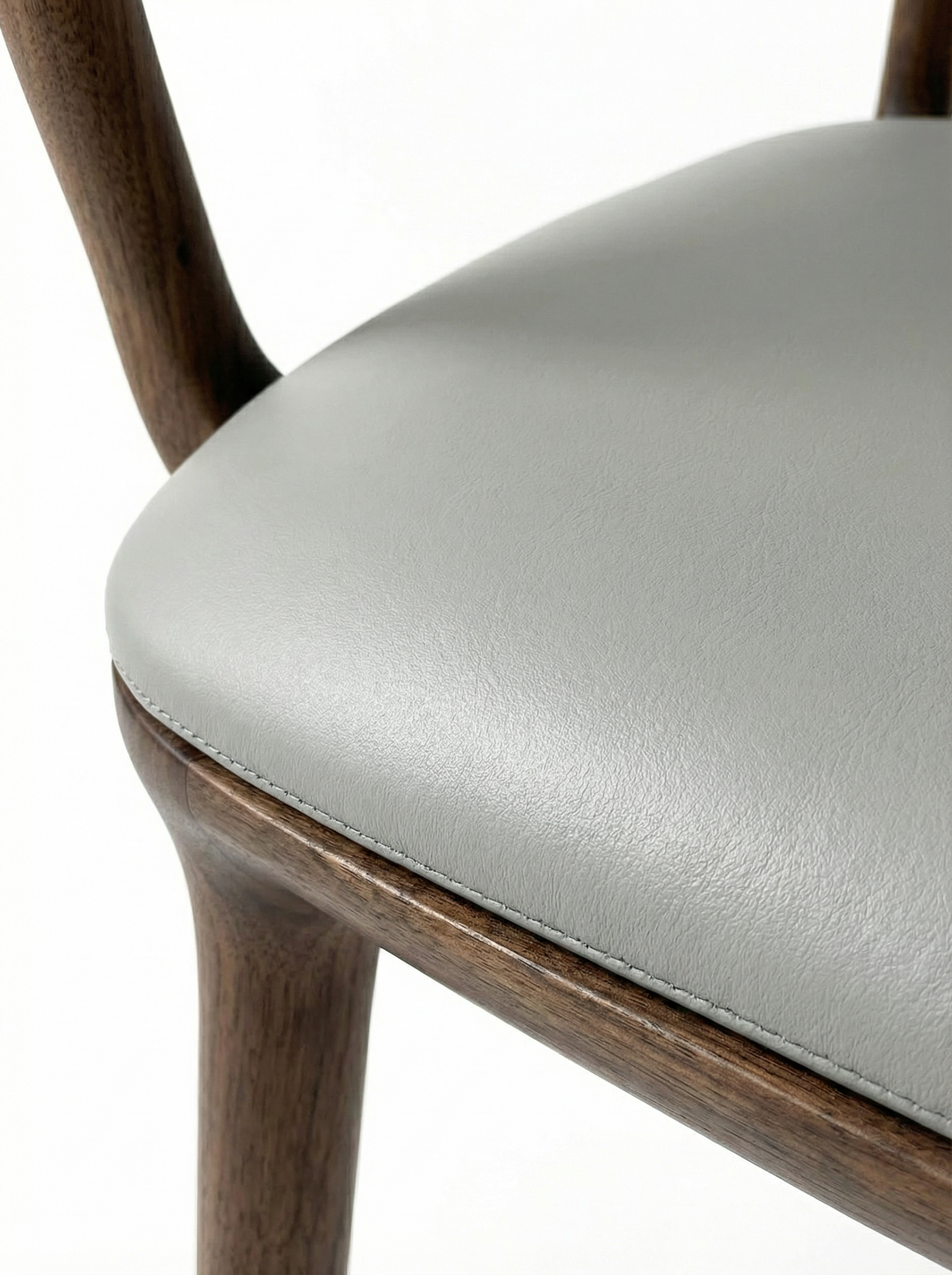 STELLA Black Walnut Vegan Leather Dining Chair with Armrests