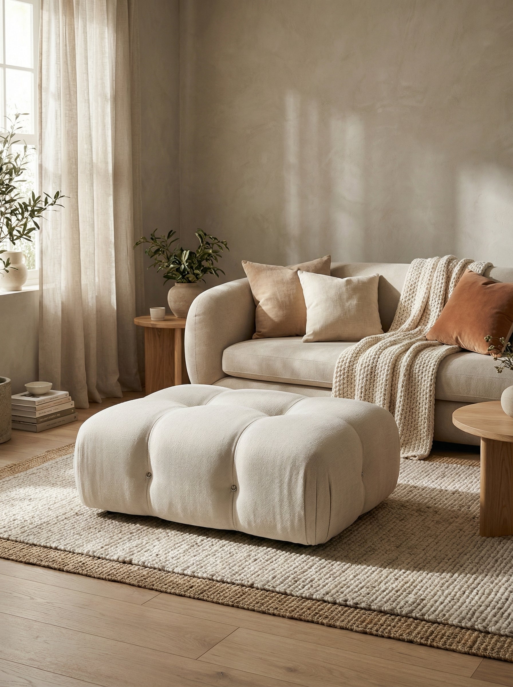 NIDO Ivory Curved Ottoman