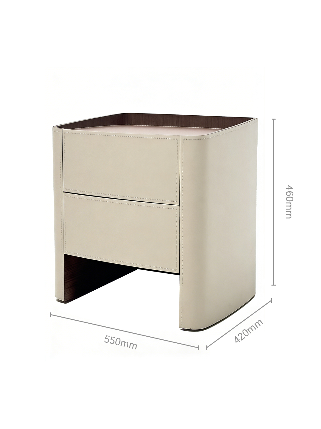 SADDLE Two-Drawer Bedside Table with Saddle Leather Finish