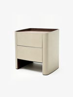 SADDLE Two-Drawer Bedside Table with Saddle Leather Finish