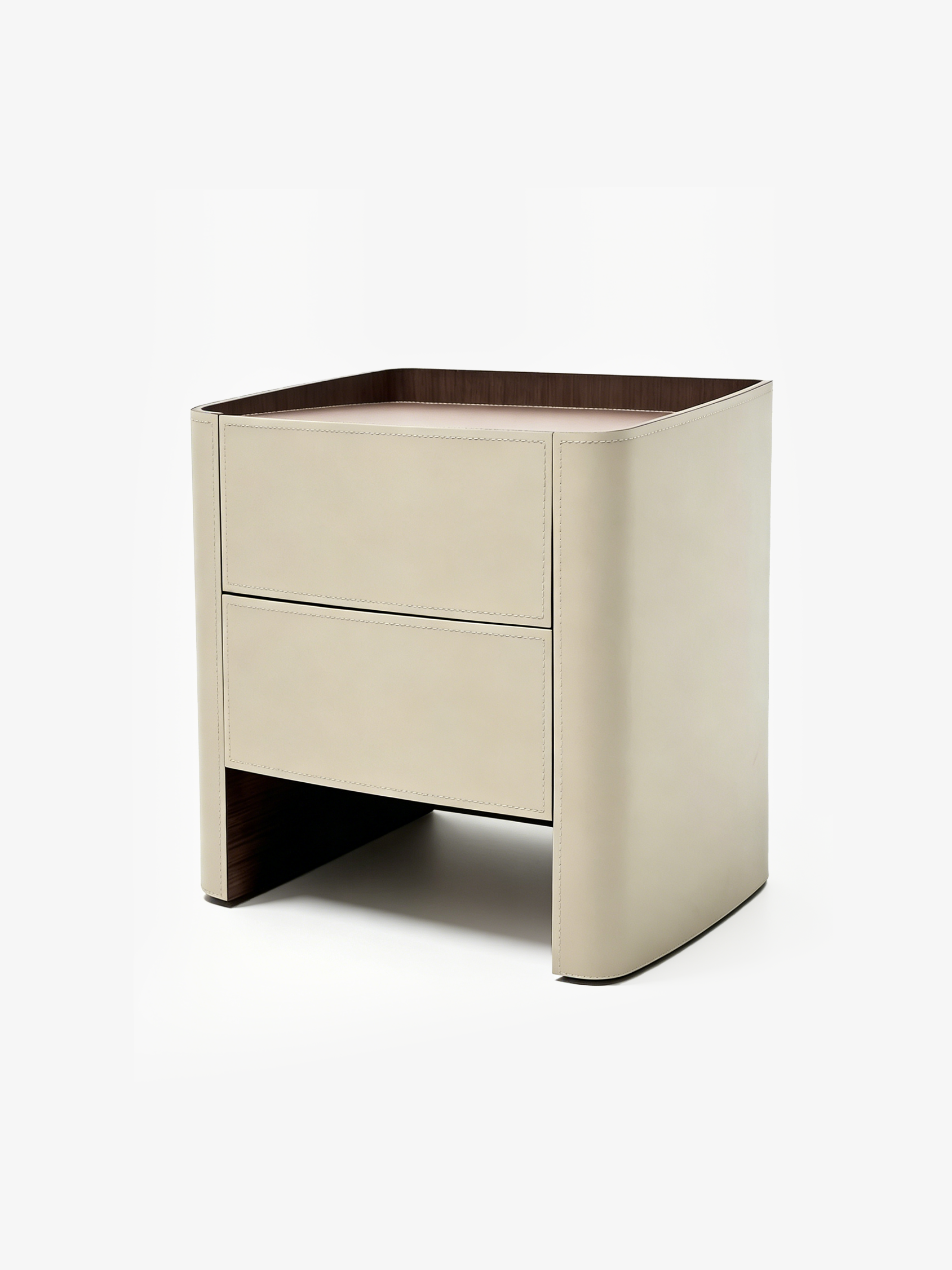 SADDLE Two-Drawer Bedside Table with Saddle Leather Finish