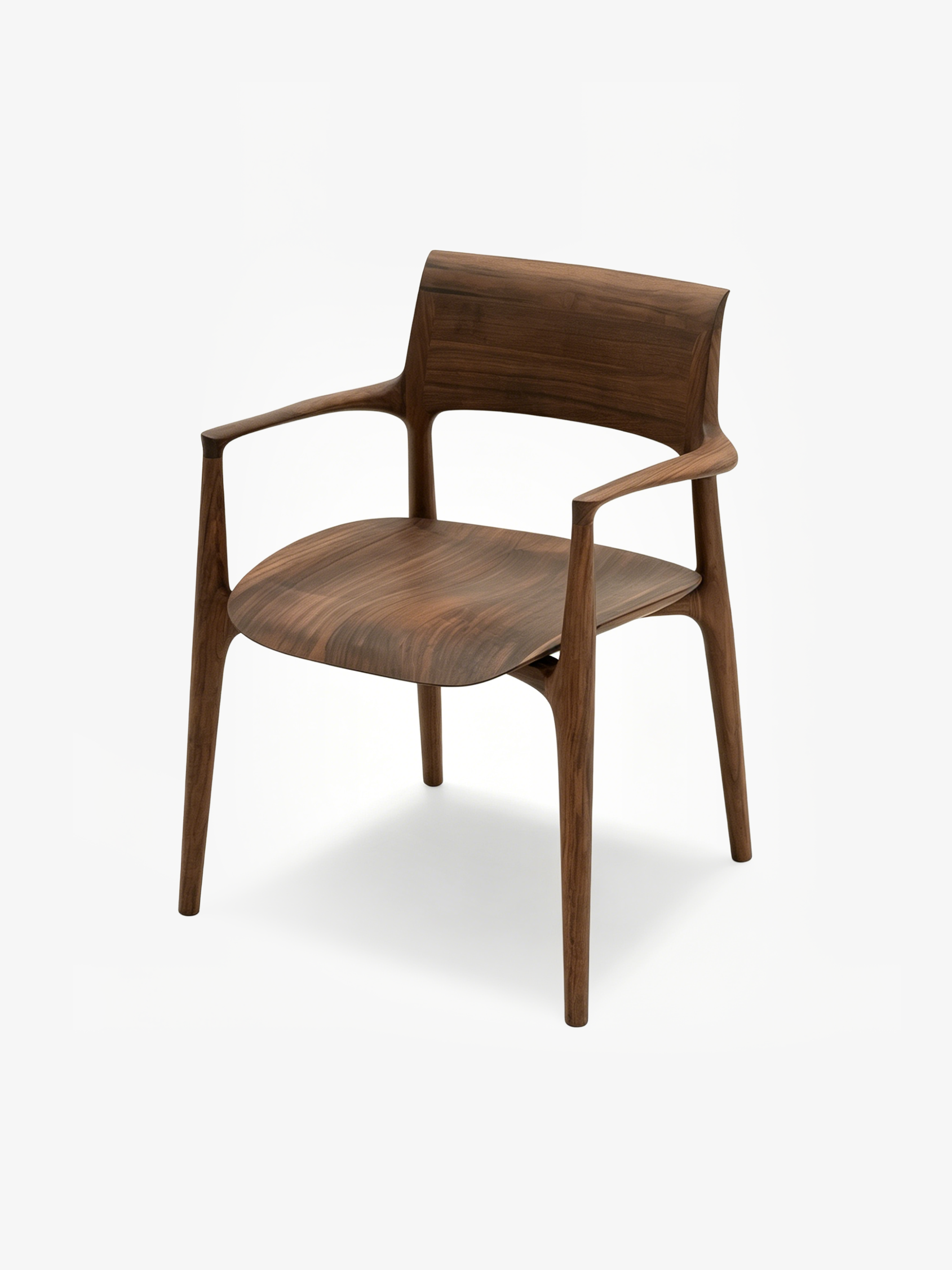 LENA Designer Solid Black Walnut Dining Chair with Armrests
