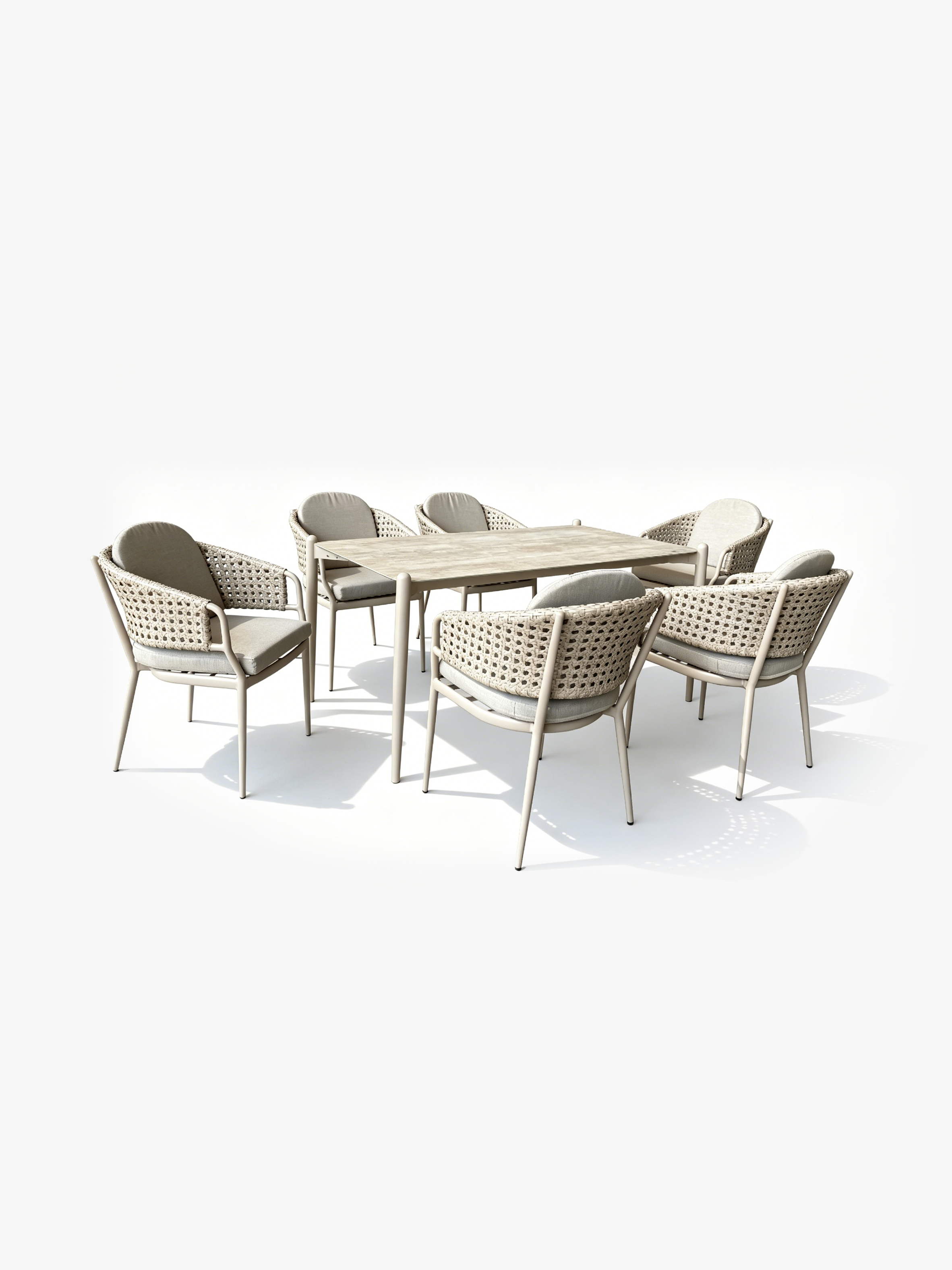 DAPHNE 7-Piece Weather-resistant Outdoor Rattan Dining Set with Glass-Top Table
