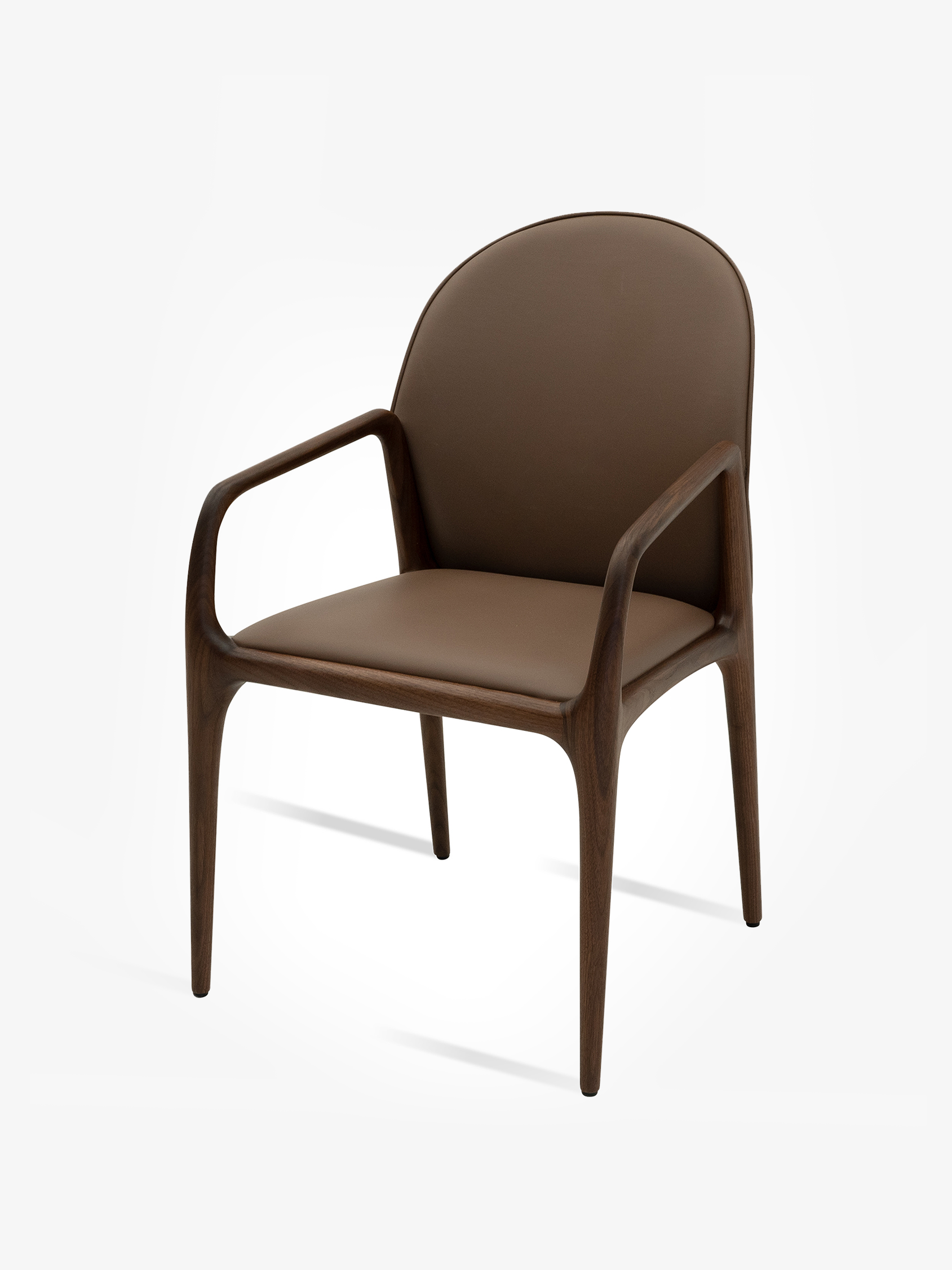 DANTE Black Walnut Vegan Leather Dining Chair with Armrests