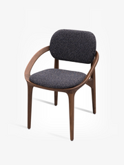 RONDA Black Walnut Fabric Dining Chair with Armrests