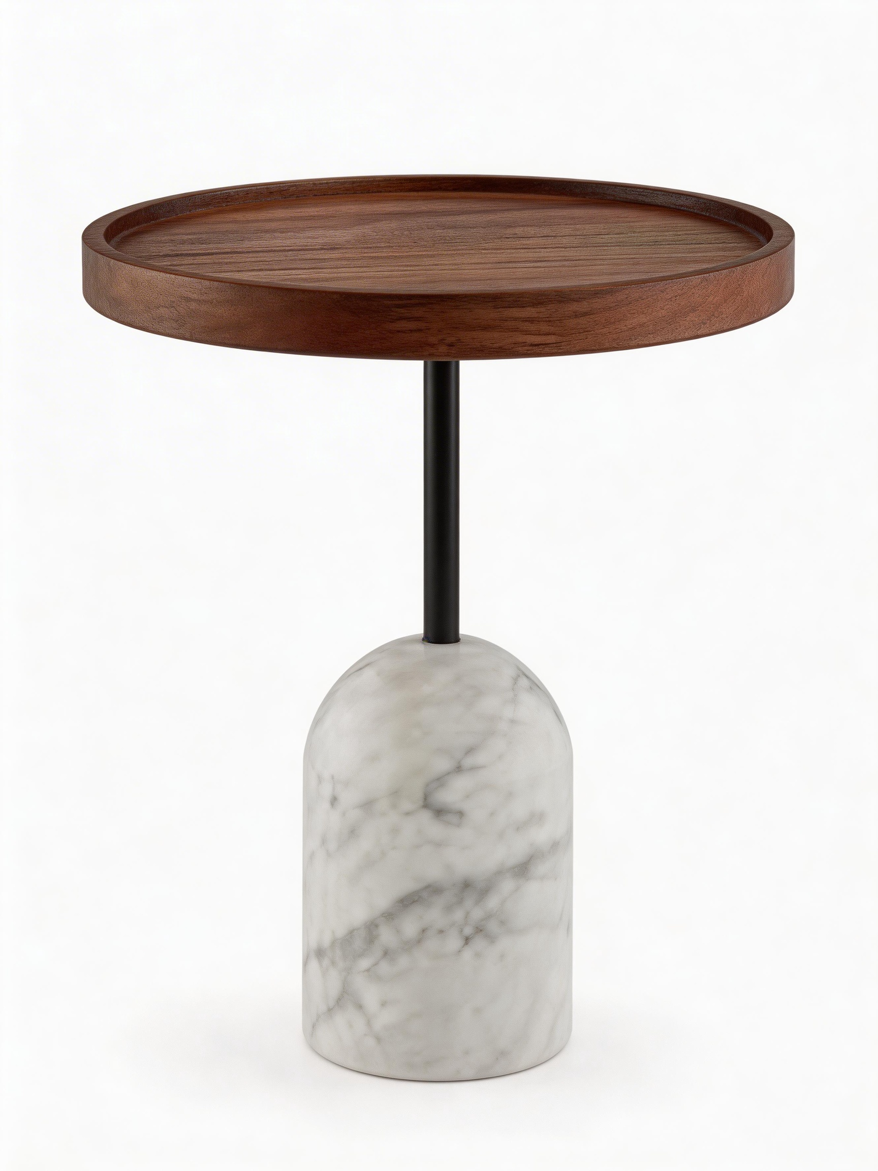 KORE Solid Black Walnut Nest of 3 Side Tables with Marble Bases