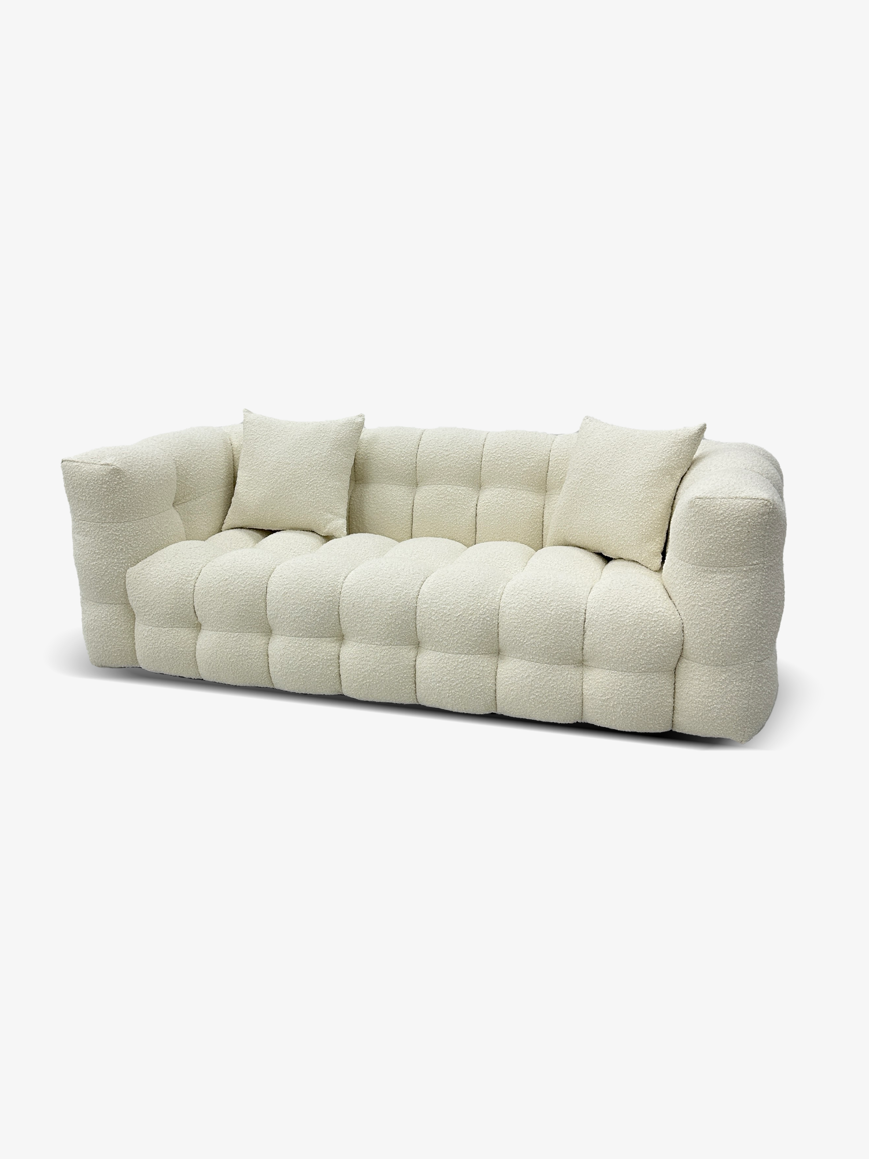 CALDO 3-Seater Grid-Tufted Teddy Sofa