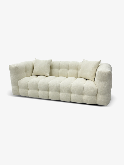 CALDO 3-Seater Grid-Tufted Teddy Sofa