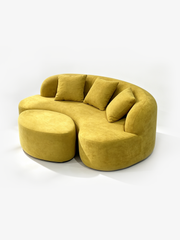 Luna Italian Contemporary Velvet Curved 2-seater and Ottoman Set