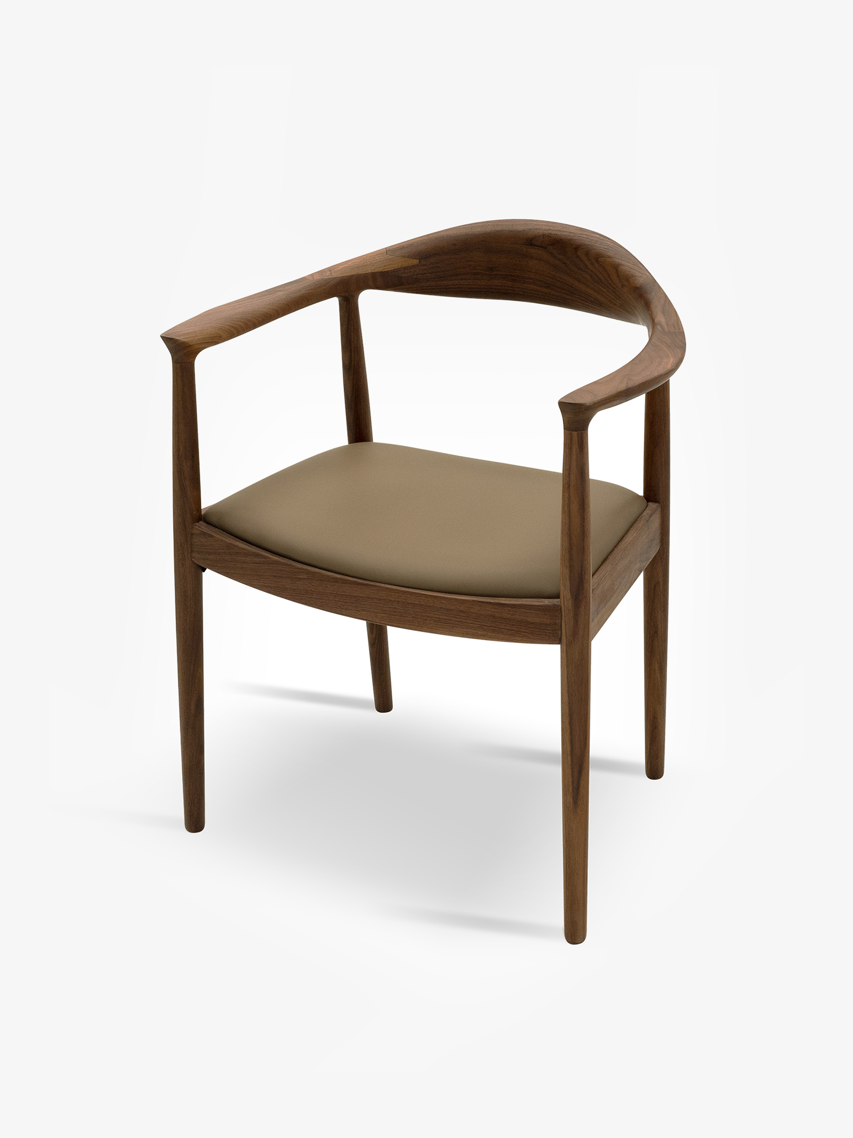 LUNA Black Walnut Vegan Leather Dining Chair with Armrests