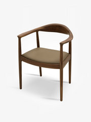 LUNA Black Walnut Vegan Leather Dining Chair with Armrests