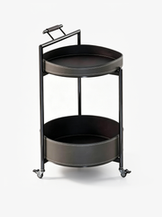 ROLLA Saddle Leather Bar Cart Side Table