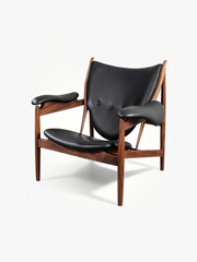Black Walnut Full-Grain Leather Chieftain-Inspired Lounge Chair