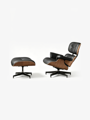 HAVEN Walnut Veneer Leather Lounge Chair & Ottoman