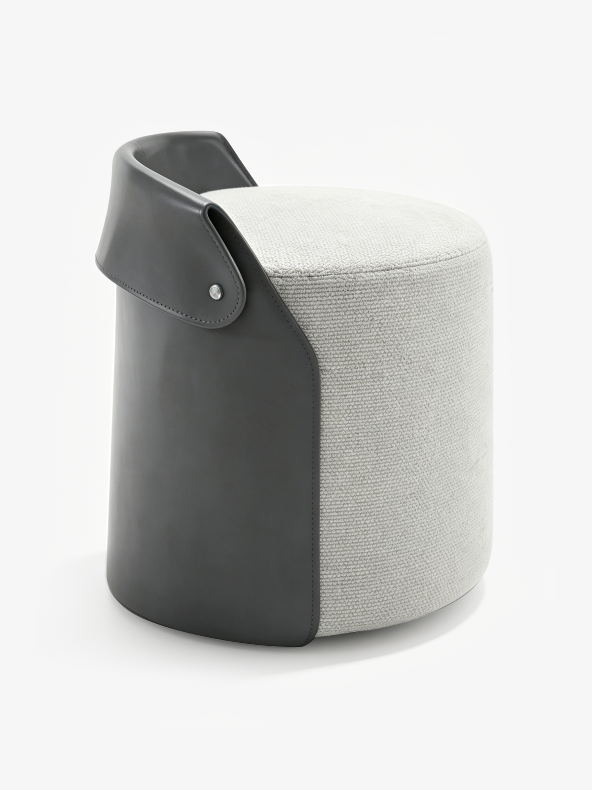 CAMILLE Saddle Leather & Fabric Dressing Ottoman Stool