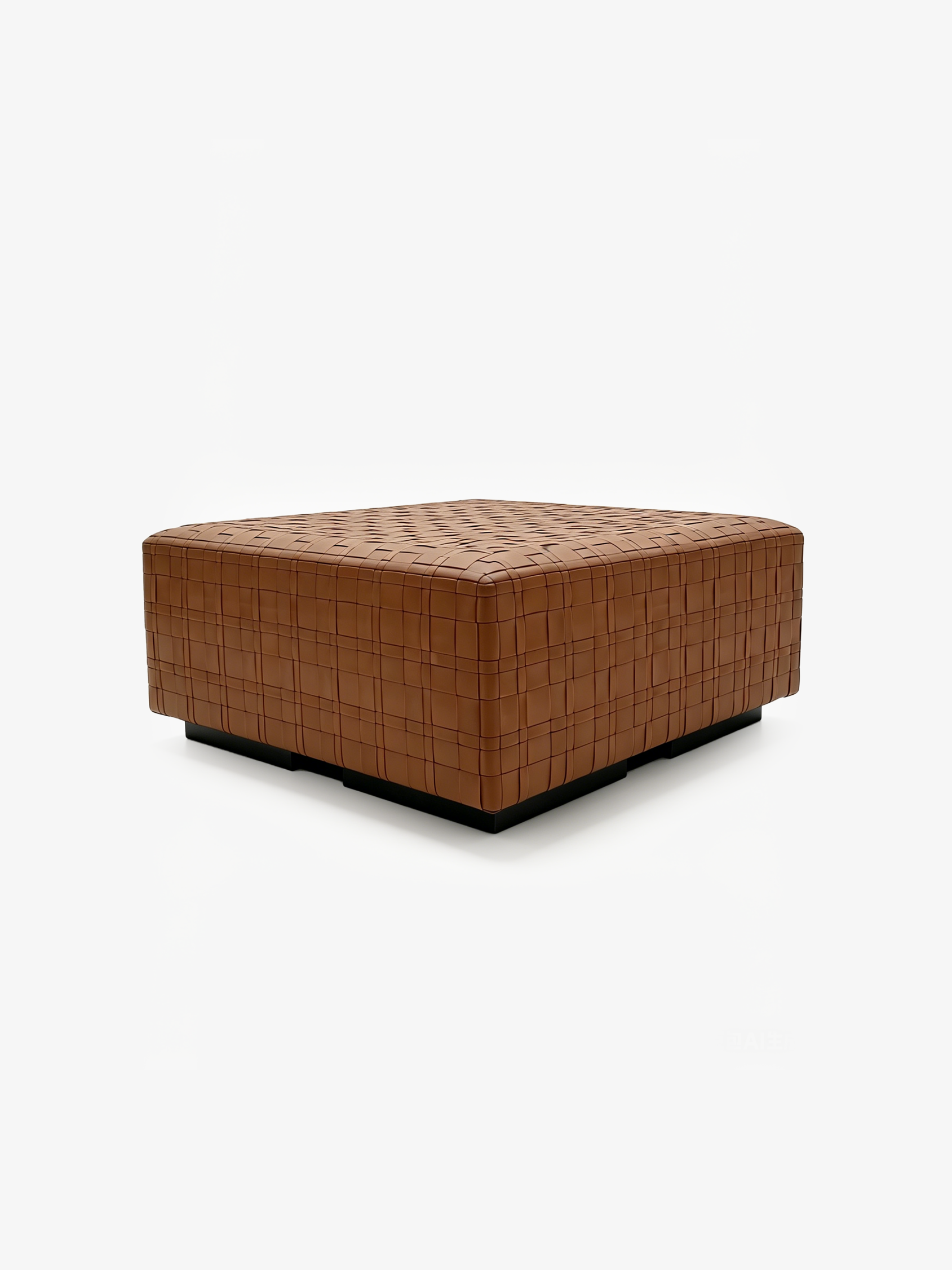 LOREN Woven Leather Large Square Ottoman