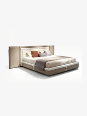 Deco Luxury Genuine Leather & Solid Wood Bed