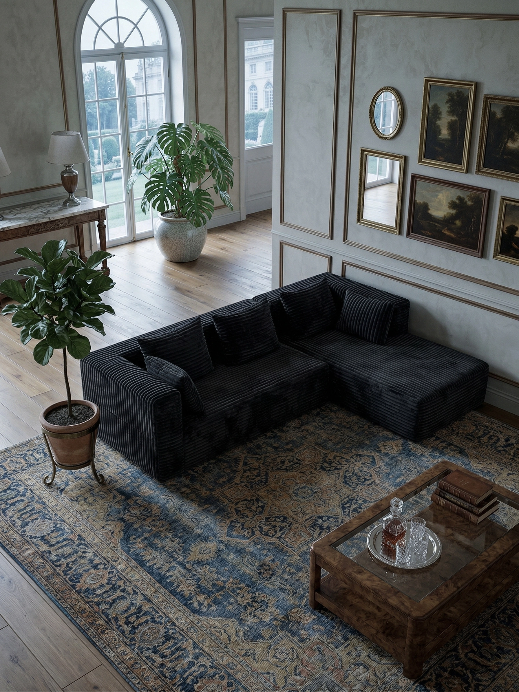 Cove Italian Contemporary Velvet Corner Sofa