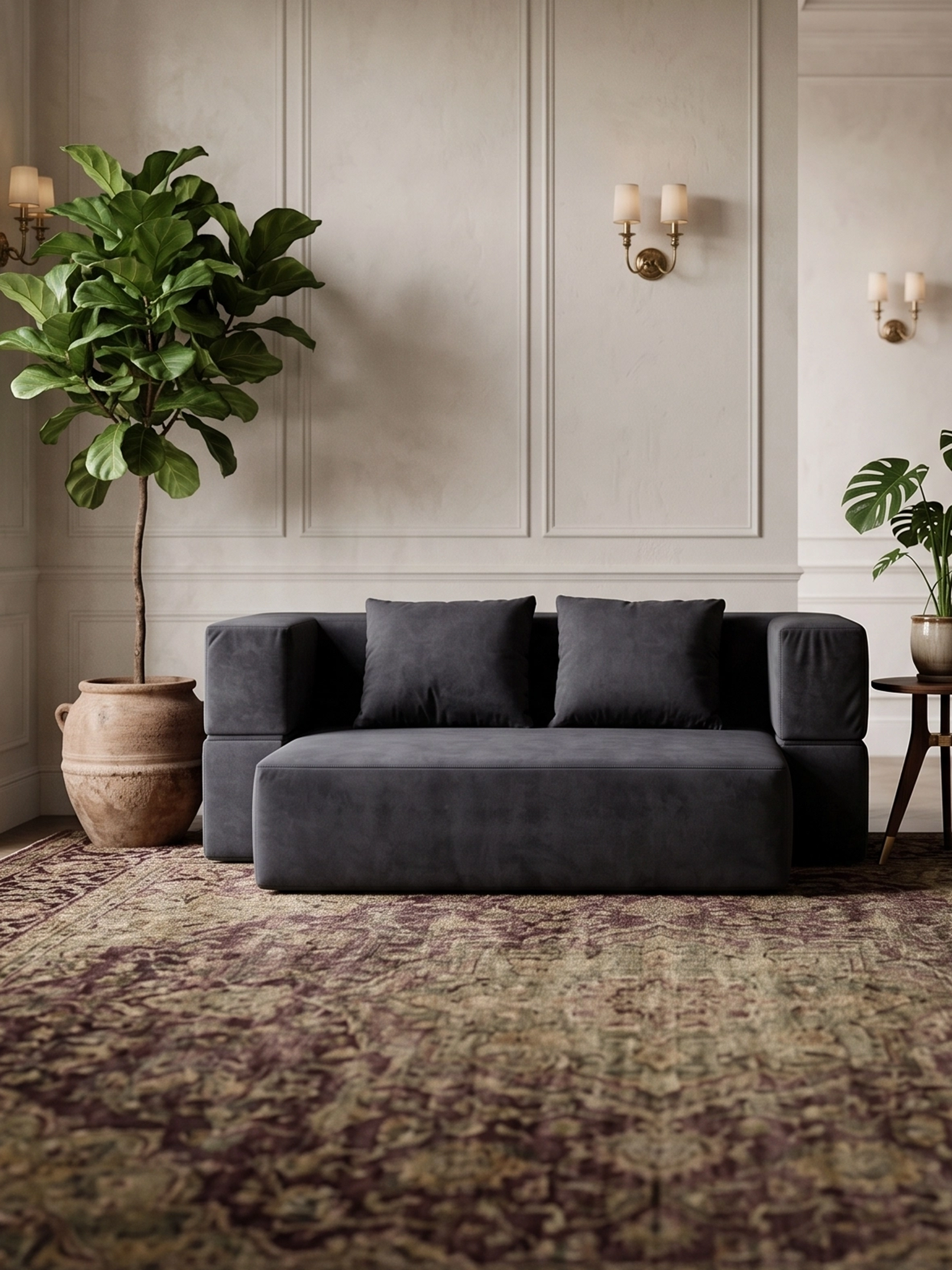 Slab Italian Contemporary Velvet 3-Seater Sofa