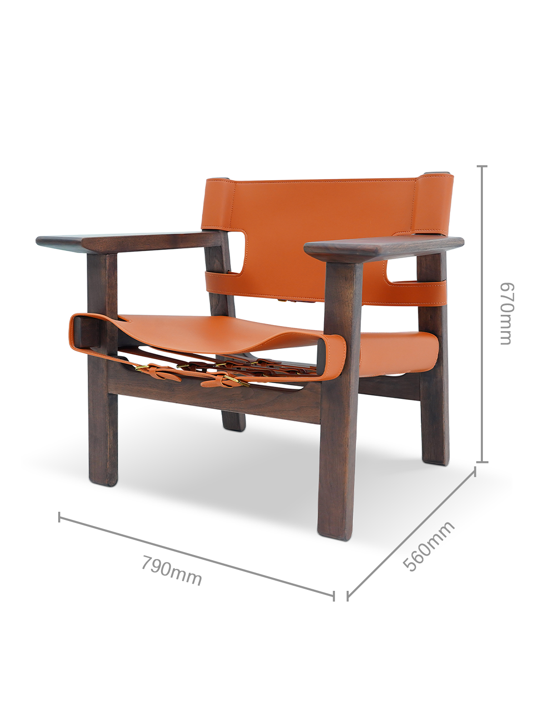 CORDOBA Black Walnut Saddle Leather Lounge Chair