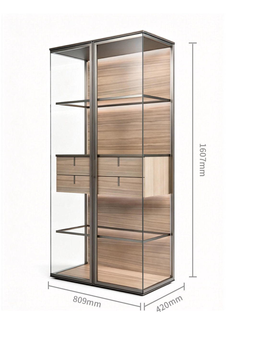 AETHER Tinted Glass & Gentleman Grey Steel Display Cabinet