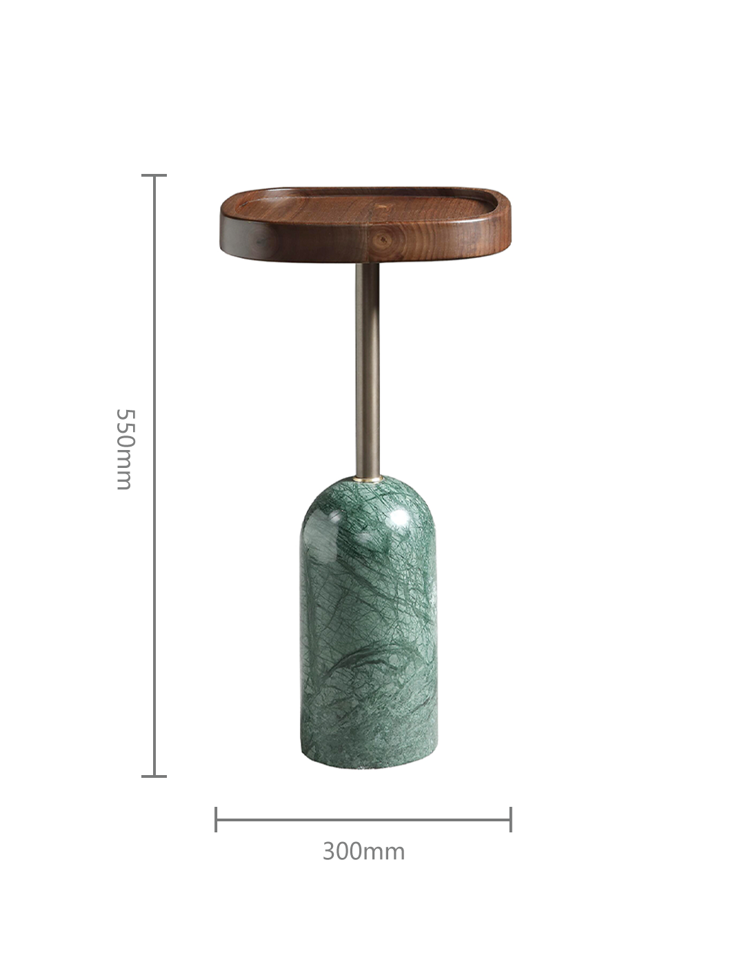 KORE Solid Black Walnut Nest of 3 Side Tables with Marble Bases