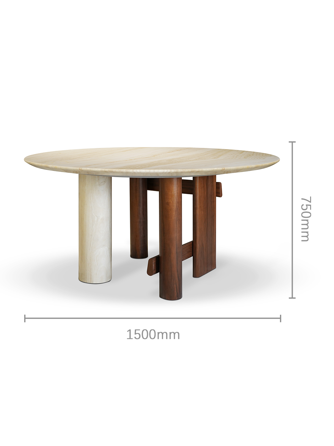 FORMA White Marble & Walnut Ash Wood Round Dining Table