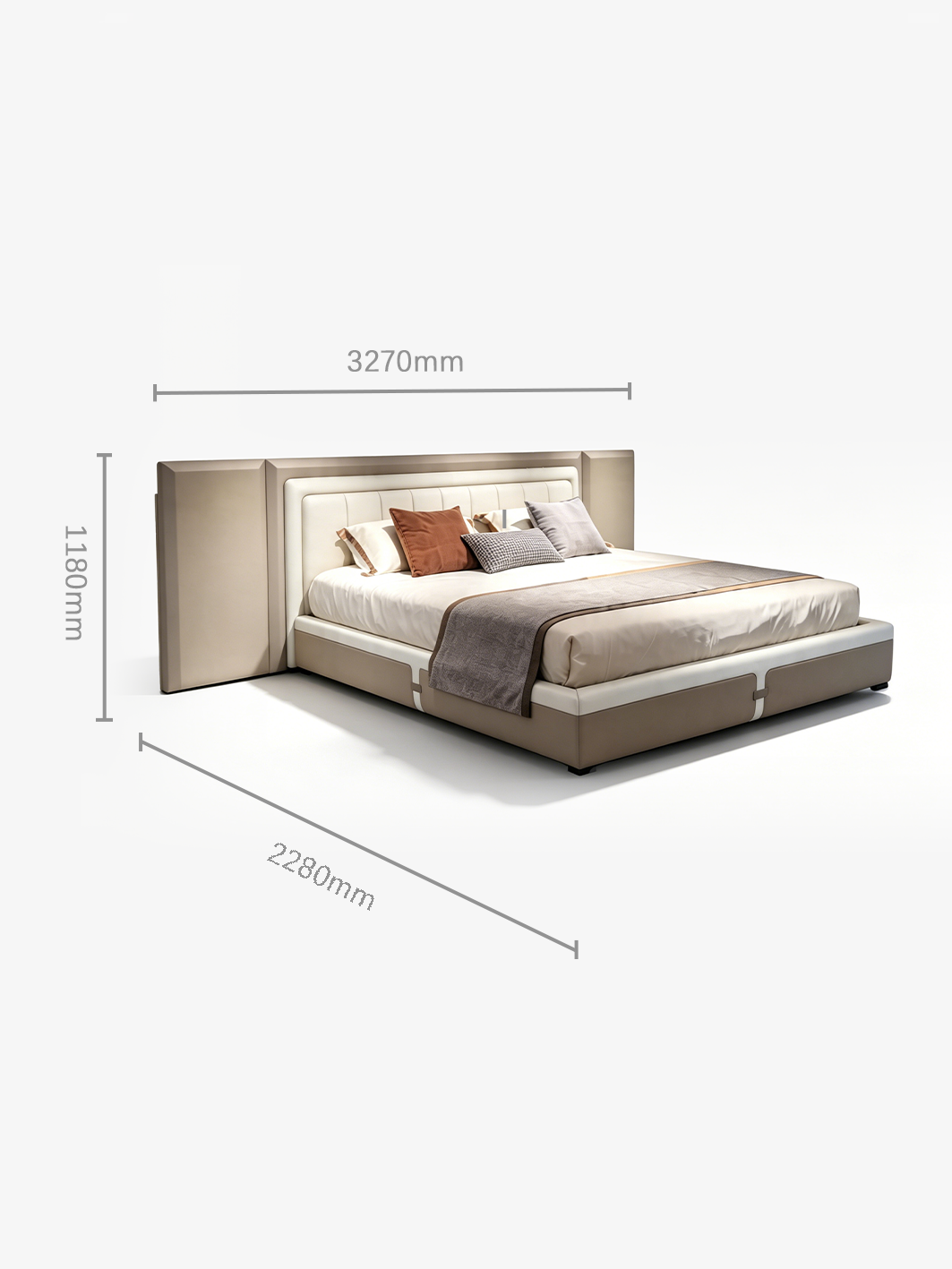 Deco Luxury Genuine Leather & Solid Wood Bed