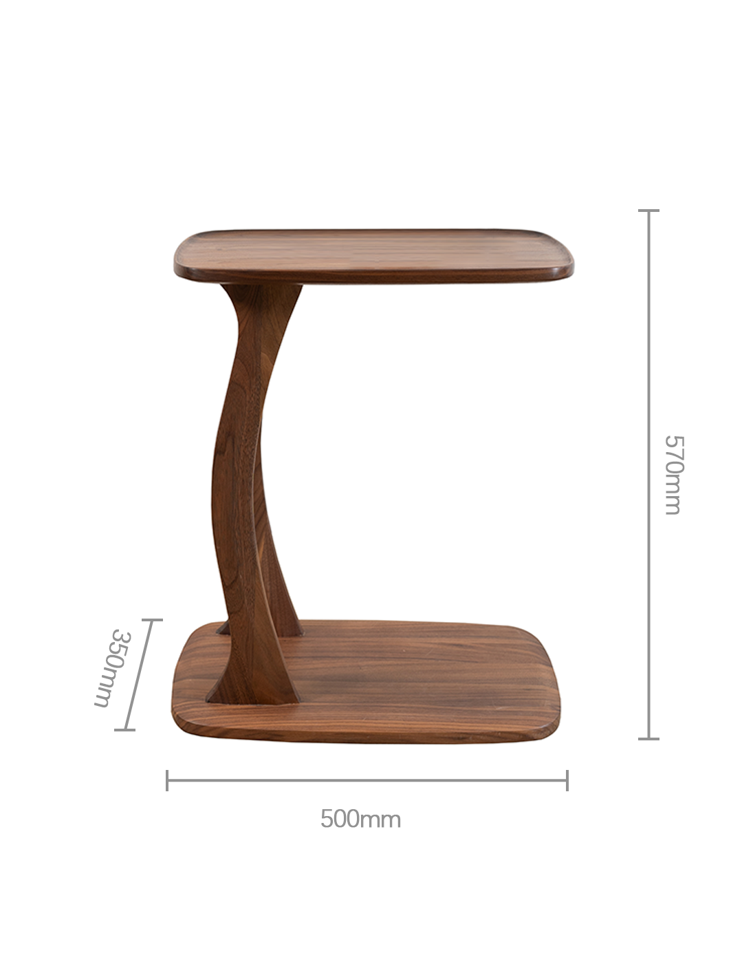 LENA Solid Black Walnut Wave Side Table